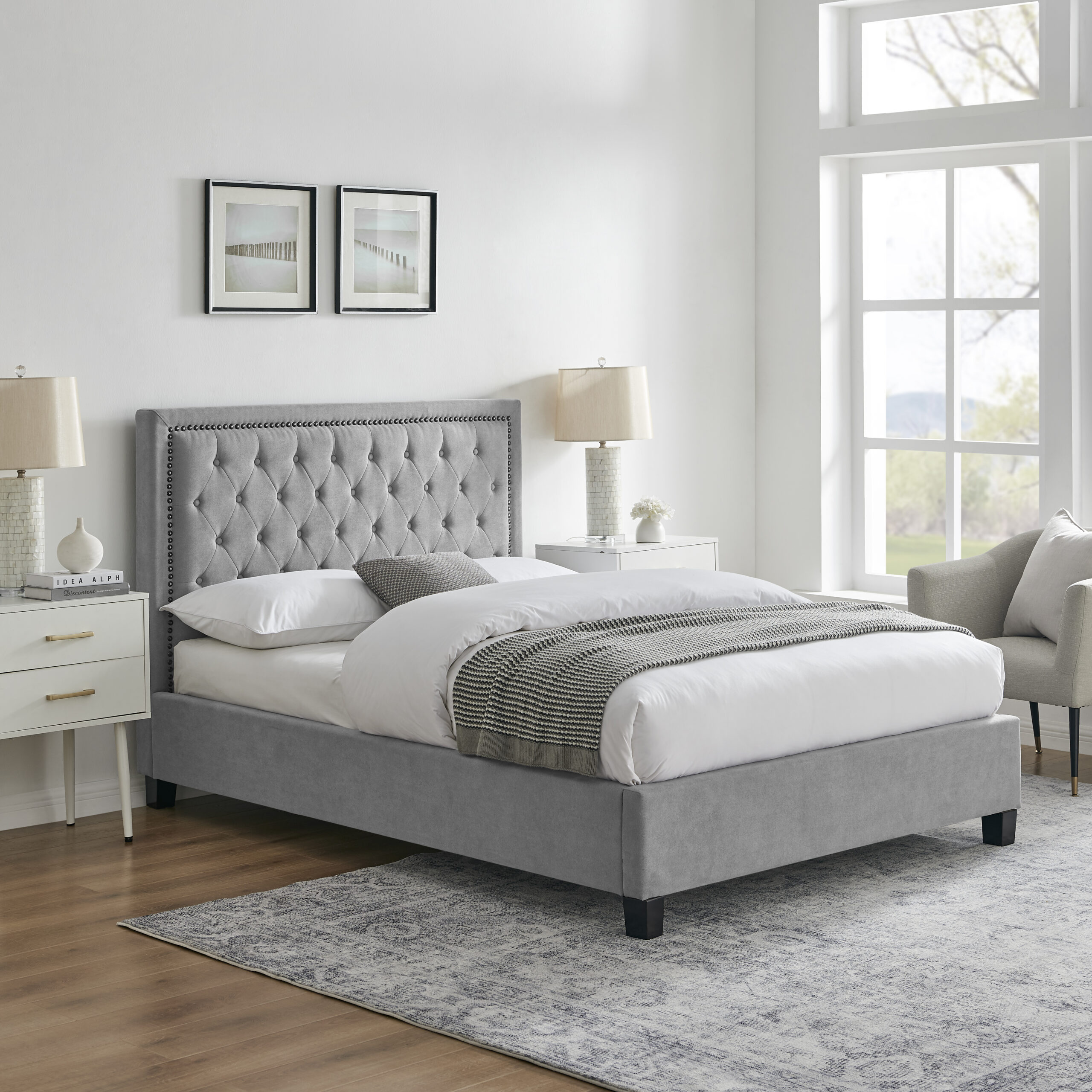 Rhea Upholstered Double Bed - Pay Weekly Carpets