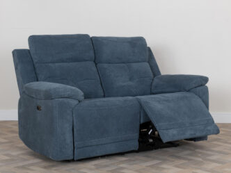Cadiz Ancona Blue Fabric 2 Seater Electric Recliner Sofa
