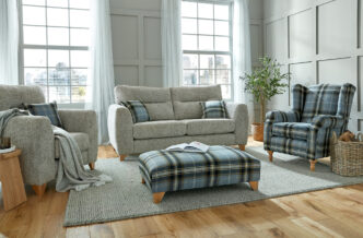 Lisburn 3 Seater Sofa with Armchair, Wing Back Chair and Bench Stool