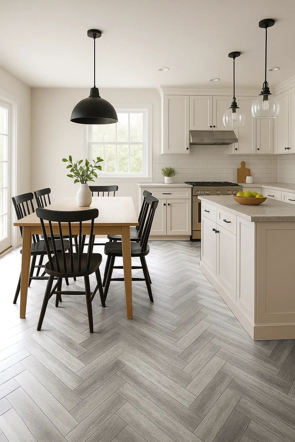 Herringbone carpet on stairs