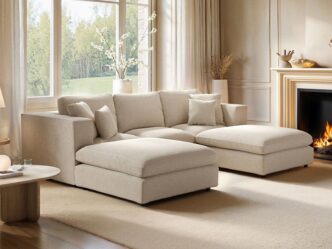 Premier Ledbury U Shape Corner Sofa Bundle Beige Boucle