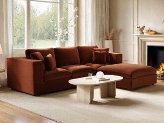 Premier Mayfair 4 Seater Sofa with Reversible Footstool Burnt Orange Chenille