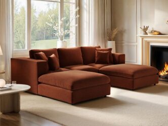 Premier Ledbury U Shape Corner Sofa Bundle Burnt Orange Chenille