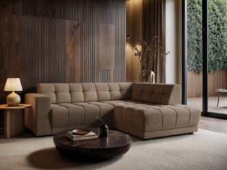 Premier Manhattan 3-Seater Right Corner Brown Dapple Fabric Sofa