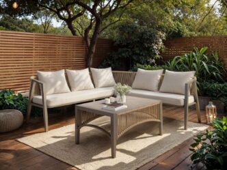 Premier Sussex Corner Sofa & Coffee Table Garden Set Beige