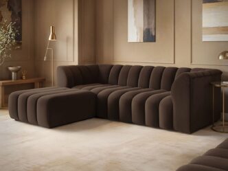Premier Cancun Tufted 3 Seater Sofa with Footstool Velvet Brown