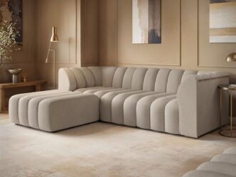 Premier Cancun Tufted 3 Seater Sofa with Footstool Beige Chenille