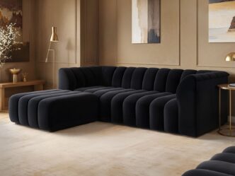 Premier Cancun Tufted 3 Seater Sofa with Footstool Velvet Black