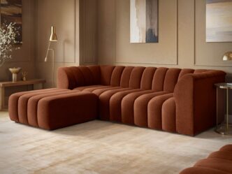 Premier Cancun Tufted 3 Seater Sofa with Footstool Burnt Orange Chenille