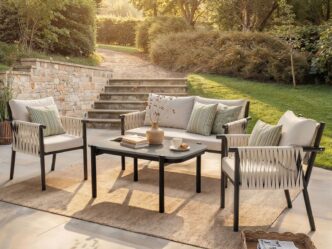Premier Riano 4 Piece Garden Sofa Set with Coffee Table Brown