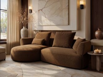 Premier Monaco Large L-shaped 4 Seater Sofa Brown Chenille