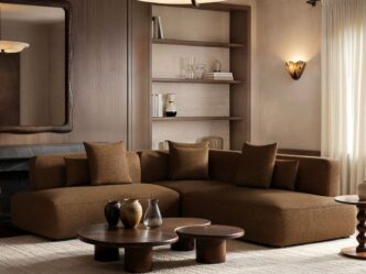 Premier Ferguson Large Corner 5 Seater Sofa Brown Chenille