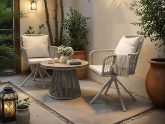 Premier Diamond Table & Juno Swivel Chairs Garden Bistro Set Beige Rattan