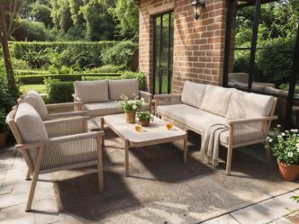 Premier Camden Garden Rattan Sofa Set with Coffee Table Beige