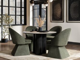 Premier Tiber Dining Table with Aiko Green Chairs Set of 4