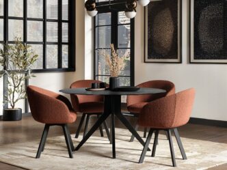 Premier Tino Round Mottled Glass Dining Table with Vito Chairs Set of 4