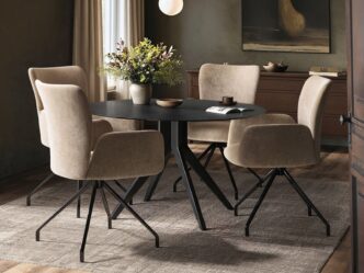 Premier Tino Round Mottled Glass Dining Table with Kora Chairs Set of 4
