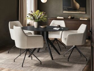 Premier Tino Round Mottled Glass Dining Table with Isla Chairs Set of 4