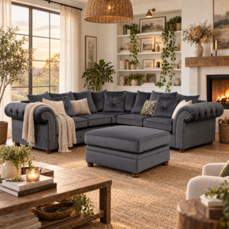 Premier Belmont Large Corner Sofa with Footstool Granite